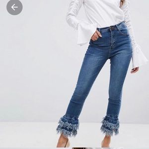 boohoo Frayed Ruffle Edge Jeans